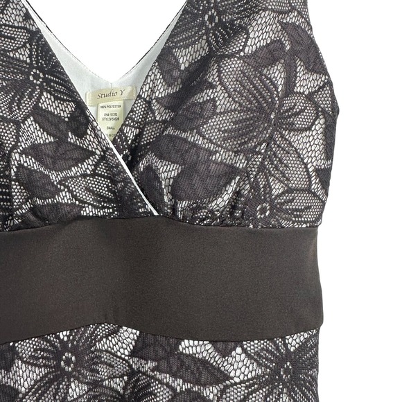 Y2K Whimsygoth Brown / cream‎ Lace overlay Dress w/tule ruffle bottom fairycore - Picture 2 of 15